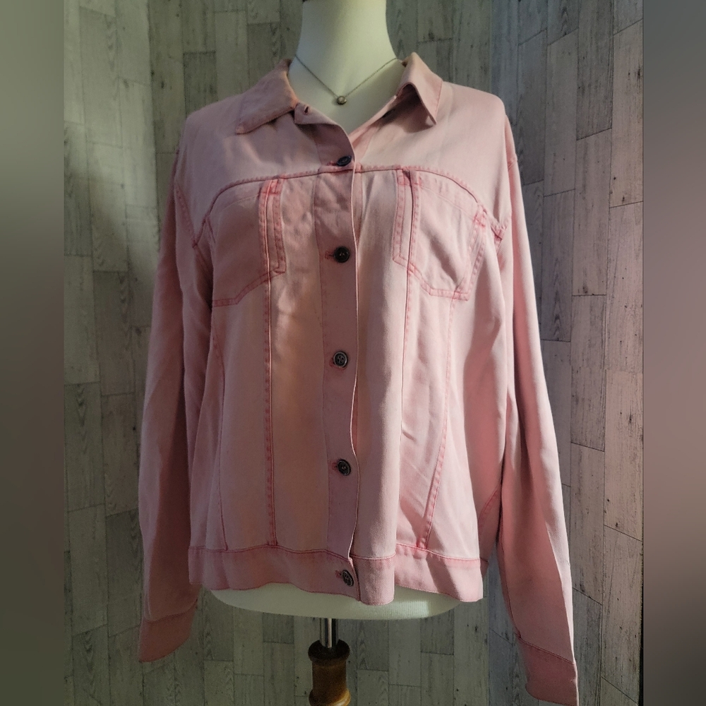 Christopher & Banks pink button down shirt size XL